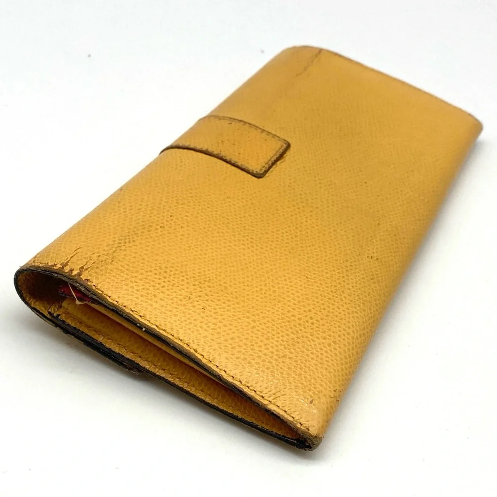 Celine Yellow Leather Logo Bifold Long Wallet Money Card Clutch - Picture 2 of 9